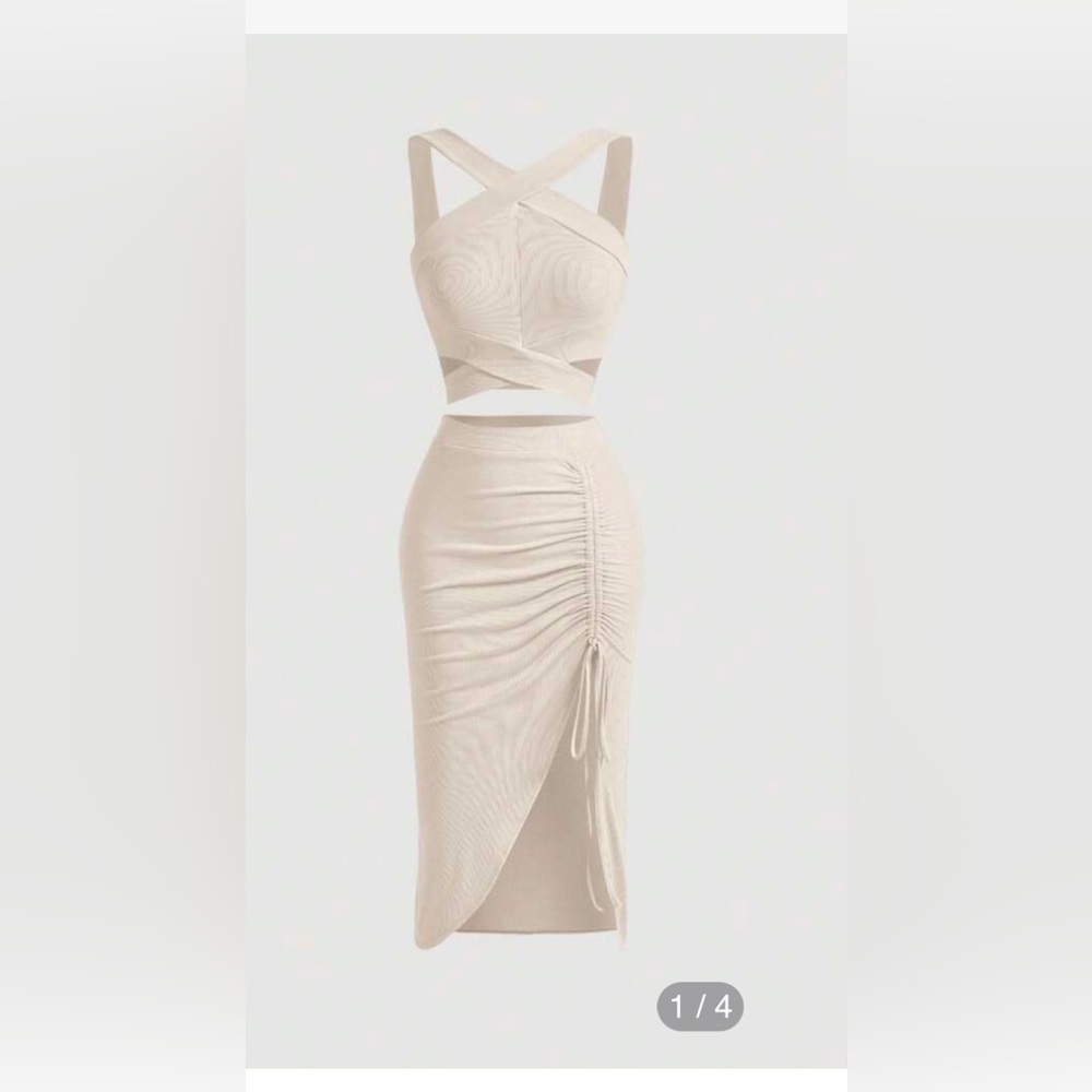 2 piece beige set